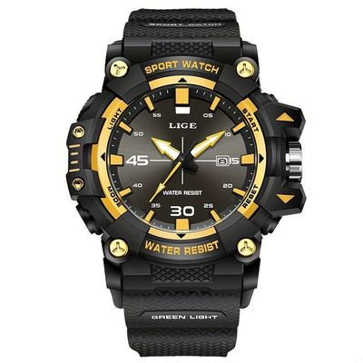 Relógio Lige Masculino Moderno Luminoso Analógico-digita Dourado