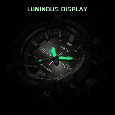 Relógio Lige Masculino Moderno Luminoso Analógico-digita Verde