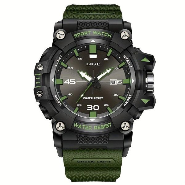 Relógio Lige Masculino Moderno Luminoso Analógico-digita Verde