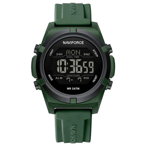 Relógio Masculino Quartzo Esportivo 50m A Prova D´agua Lcd Dupla Exibição Verde