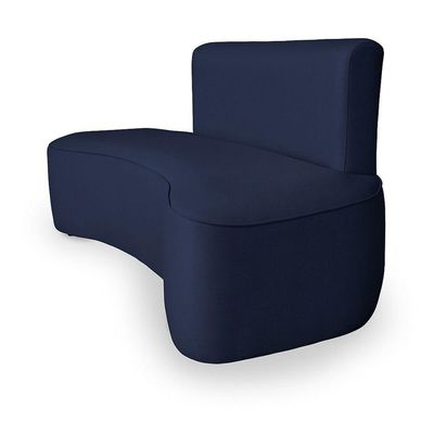 Sofá Curvo Design Orgânico Luxo Sala Contemporânea Suede Cor:azul Marinho