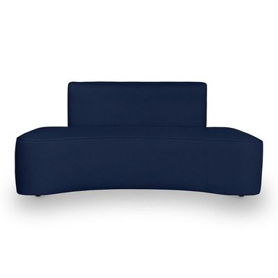 Sofá Curvo Design Orgânico Luxo Sala Contemporânea Suede Cor:azul Marinho