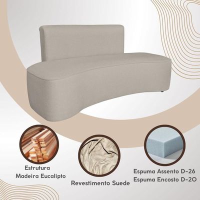Sofá Curvo Design Orgânico Luxo Sala Contemporânea Suede Cor:marrom