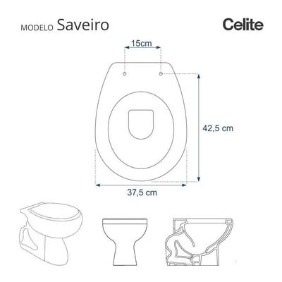 Tampa De Vaso Antimicrobiano Saveiro Branco Para Bacia Celite