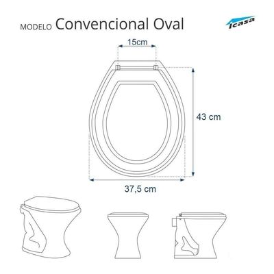 Tampa De Vaso Antimicrobiano Convencional Branco Para Bacia Icasa