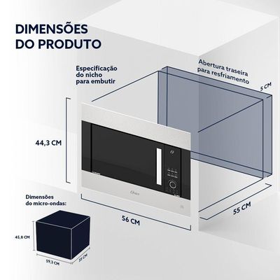 Forno Micro-ondas De Embutir Oster Black Inox 23L 220V