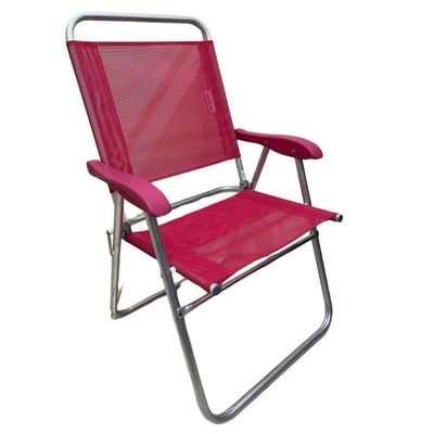 Cadeira De Praia Alta Sanete Encosto Alto Aluminio Ronchetti Rosa