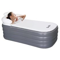 Banheira Ofurô Inflável Adulto Dobrável 120l Com Bomba Elétrica Bivolt Vg Plus Cinza