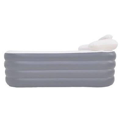 Banheira Ofurô Inflável Adulto Dobrável 120l Com Bomba Elétrica Bivolt Vg Plus Cinza