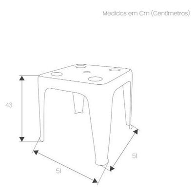Mesa Quadrada Plástica De Apoio Multiuso C/ Porta Copos Mor