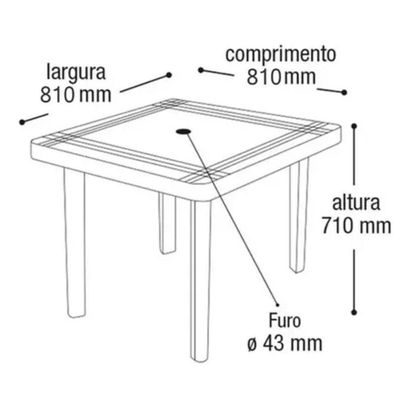 Mesa Plástica Quadrada Demontável Mor Cor Preto