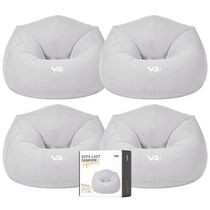 Kit 4 Poltrona Inflável Puff Lazy Fashion Aveludado Assento Pufe Vg Plus Cinza