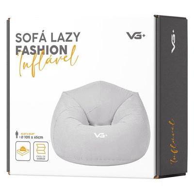 Kit 4 Poltrona Inflável Puff Lazy Fashion Aveludado Assento Pufe Vg Plus Cinza