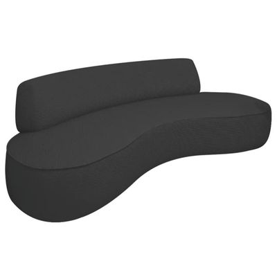 Sofá Curvo 3 Lugares Orgânico Amsterdã 180cm Bouclé Preto- Mabe Magazine