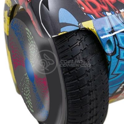 Infantil Skate Elétrico Arte Urbana Led Grafite