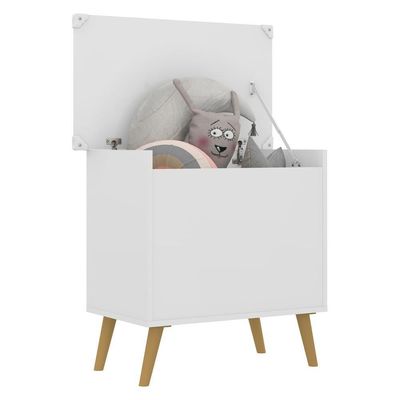 Caixa De Brinquedos Baú Organizador Retrô Multimóveis Branco/natural