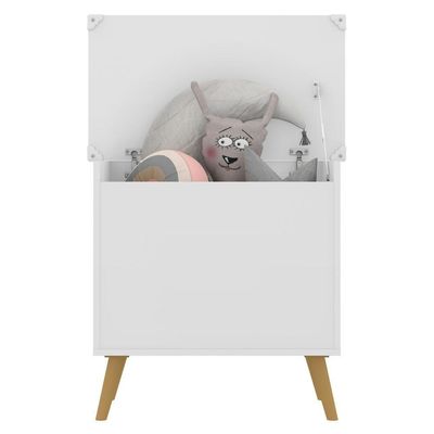 Caixa De Brinquedos Baú Organizador Retrô Multimóveis Branco/natural