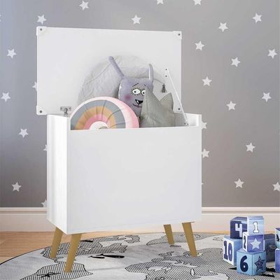 Caixa De Brinquedos Baú Organizador Retrô Multimóveis Branco/natural