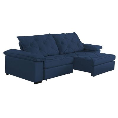 Sofá Retrátil E Reclinável 2,20m Clara | Conforto Premium E Design Elegante Azul Marinho