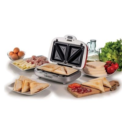 Sanduicheira Ariete Party Time 3 Em 1 Retrô Vermelha 700w - Grill, Waffle E Torradeira 220V