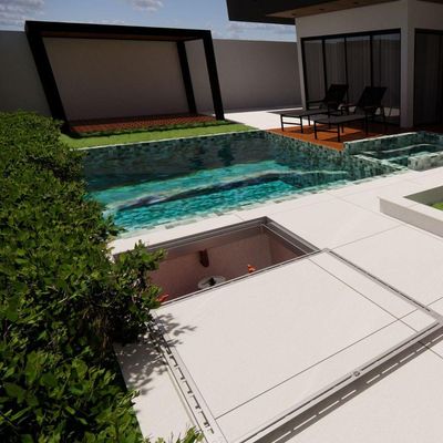 Alçapão Tampa Casa Maquina Piscina 120x120 Gaveta Deslizante Marrom