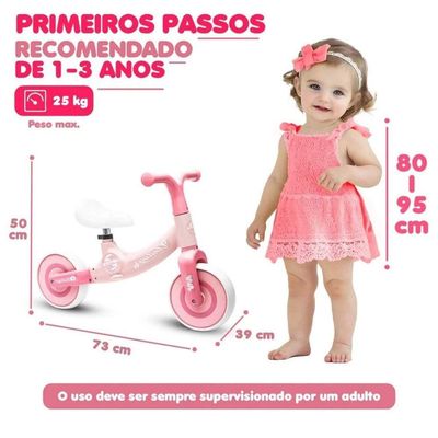 Bicicleta De Equilíbrio Infantil Sem Pedal Rosa