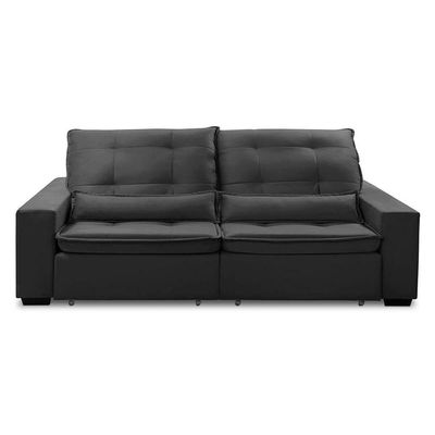 Sofa Retratil Reclinavel 2 Lugares 2,30m Atlantis Veludo Grafite Lansofbr