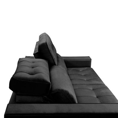 Sofa Retratil Reclinavel 2 Lugares 2,90 Vitória Veludo Preto Lansofbr