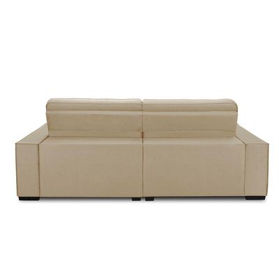 Sofa Retratil Reclinavel 2 Lugares 2,70 Vitória Veludo Bege Lansofbr