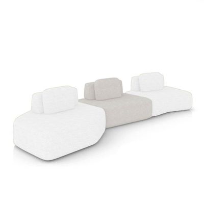 Sofá 3 Lugares Orgânico Com Chaise E 2 Módulos Berlim Bouclê Off White-cinza Claro K01 - D'rossi