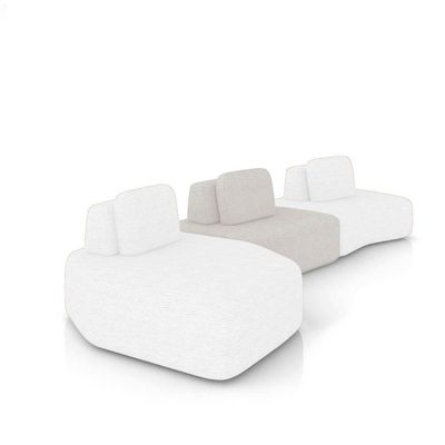 Sofá 3 Lugares Orgânico Com Chaise E 2 Módulos Berlim Bouclê Off White-cinza Claro K01 - D'rossi