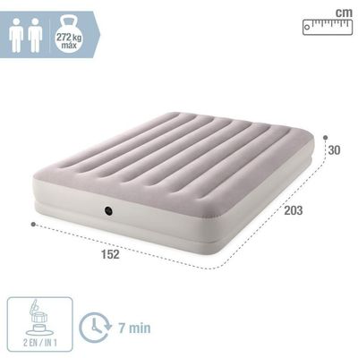 Colchão Inflável Casal Queen Fiber Tech Prestige Com Bomba Usb Bege Intex