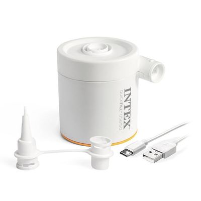 Colchão Inflável Casal Queen Fiber Tech Prestige Com Bomba Usb Bege Intex