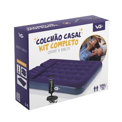 Colchão Casal Inflável Com Bomba Manual E 2 Travesseiros Vg Plus