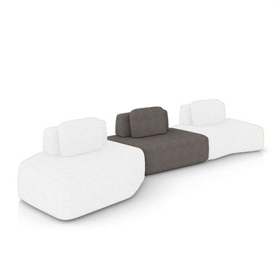 Sofá 3 Lugares Orgânico Com Chaise E 2 Módulos Berlim Bouclê Off White-grafite K01 - D'rossi