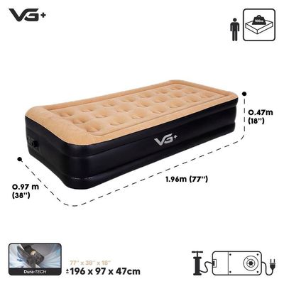 Colchão Inflável Solteiro Dura Tech Premium Resistente Com Bomba Elétrica Embutida Vg Plus 220v