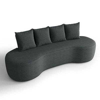 Sofá 3 Lugares Orgânico 210cm Com Almofadas Benin Bouclê Grafite B03 - D'rossi
