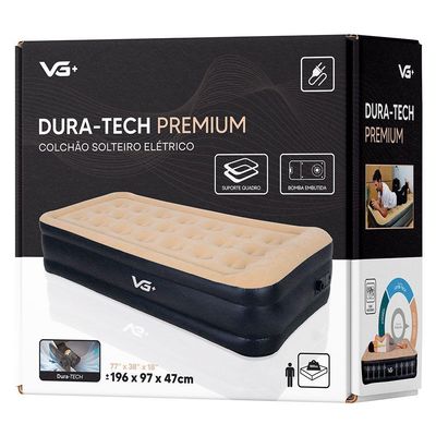 Colchão Inflável Solteiro Dura Tech Premium Resistente Com Bomba Elétrica Embutida Vg Plus 220v