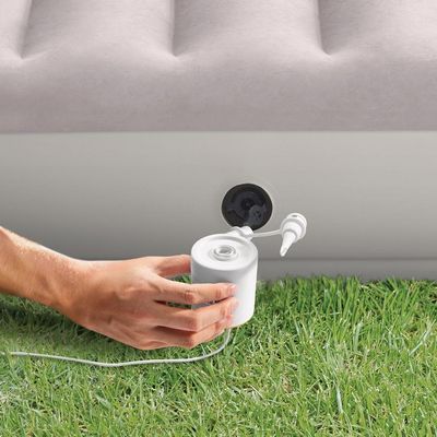 Colchão Inflável Solteiro Dura Beam Fiber Tech Prestige Com Bomba Usb Bege Intex