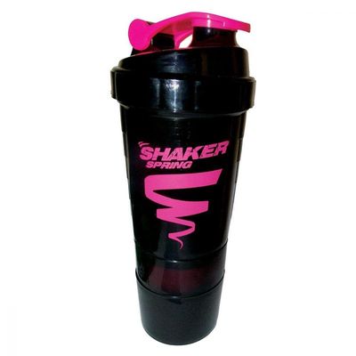 Coqueteleira 500ml 3 em 1 Preto com Rosa Shaker Spring