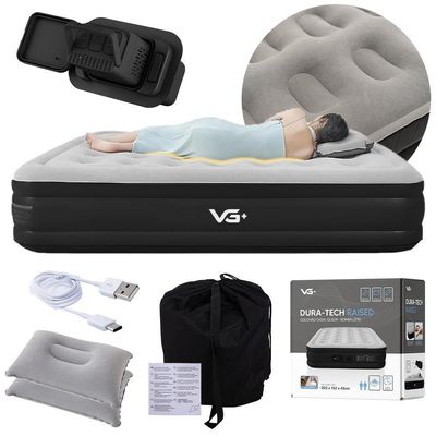Colchão Inflável Casal Queen Raised Com Bomba Lítio Usb Vg Plus Preto