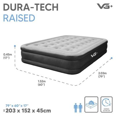 Colchão Inflável Casal Queen Raised Com Bomba Lítio Usb Vg Plus Preto