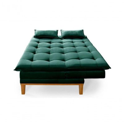 Sofá Cama Reclinável Casal 1,84m Island Suede Verde Premium