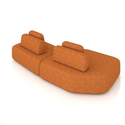 Sofá 2 Lugares Orgânico Com Chaise E 1 Módulo Central Berlim Bouclê Caramelo K01 - D'rossi