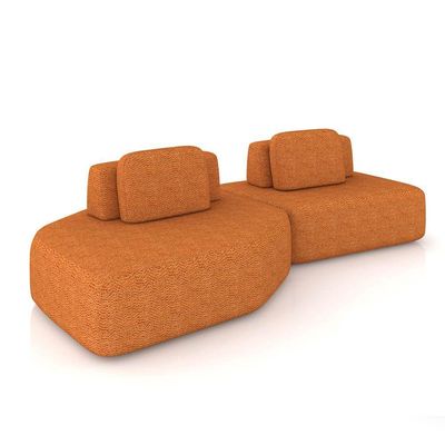 Sofá 2 Lugares Orgânico Com Chaise E 1 Módulo Central Berlim Bouclê Caramelo K01 - D'rossi