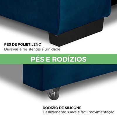 Sofa Retratil Reclinavel 2 Lugares 1,80m Atlantis Veludo Azul Marinho Lansofbr