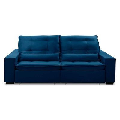 Sofa Retratil Reclinavel 2 Lugares 1,80m Atlantis Veludo Azul Marinho Lansofbr
