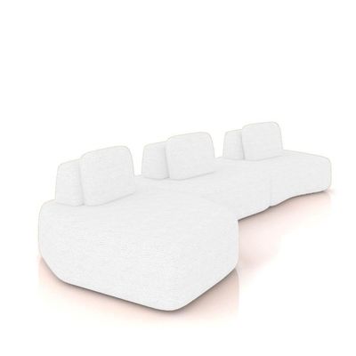 Sofá 3 Lugares Orgânico Com Chaise E 2 Módulos Berlim Bouclê Off K01 - D'rossi Off White