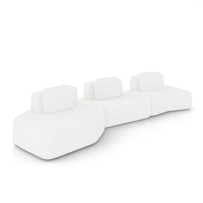 Sofá 3 Lugares Orgânico Com Chaise E 2 Módulos Berlim Bouclê Off K01 - D'rossi Off White