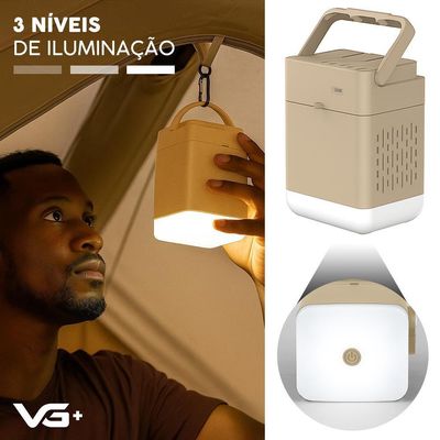 Colchão Inflável Solteiro Raised Com Inflador Lítio Usb Vg Plus Bege